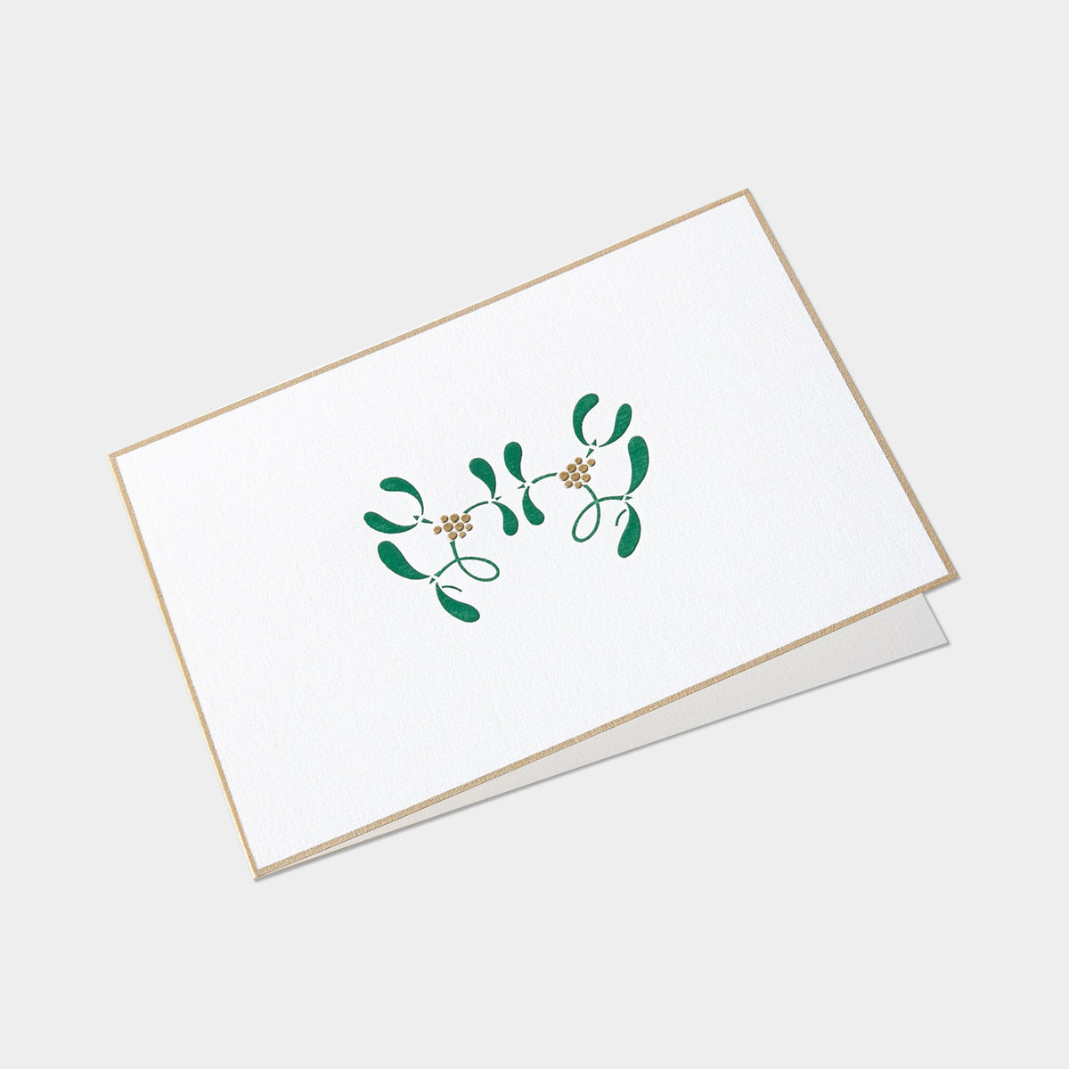 Carte festive motif gui or et vert