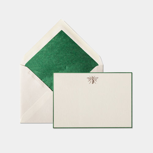Carte et enveloppe assortie motif Abeille Vert