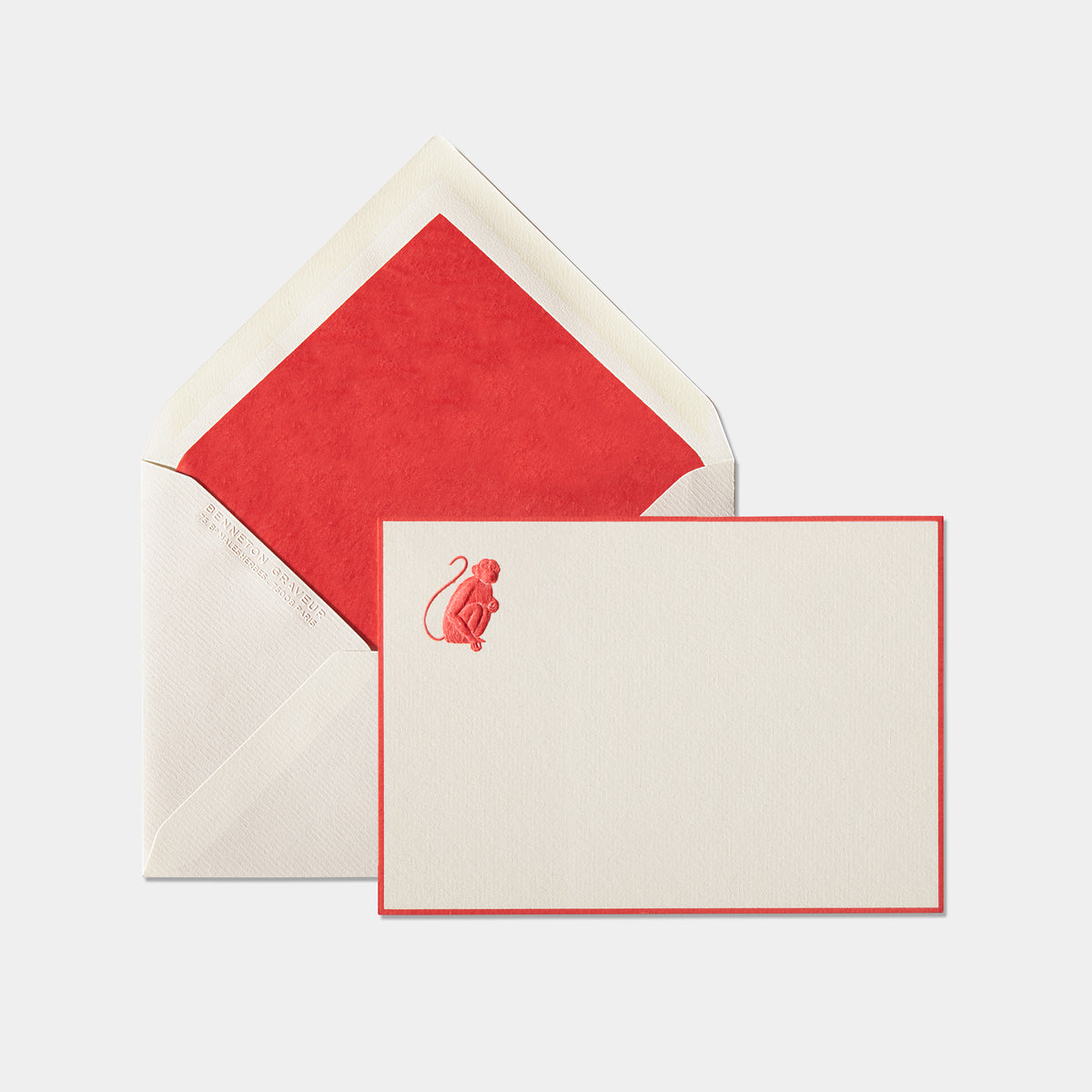 Cartes de correspondance singe bordures vert - Benneton Graveur