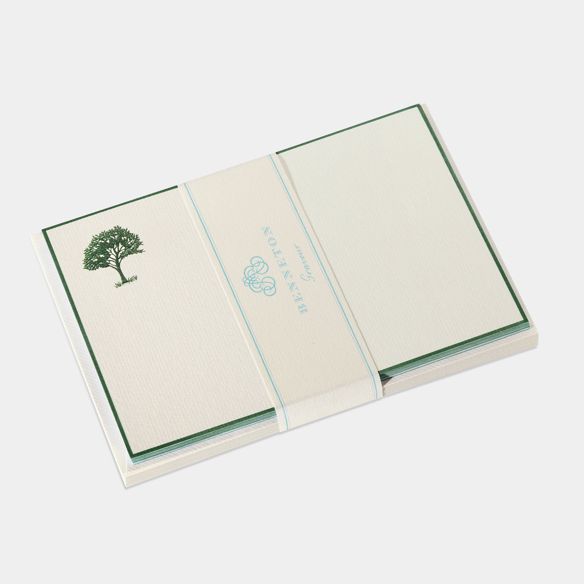 Cartes de correspondance Arbre vert bordures vert - Benneton Graveur