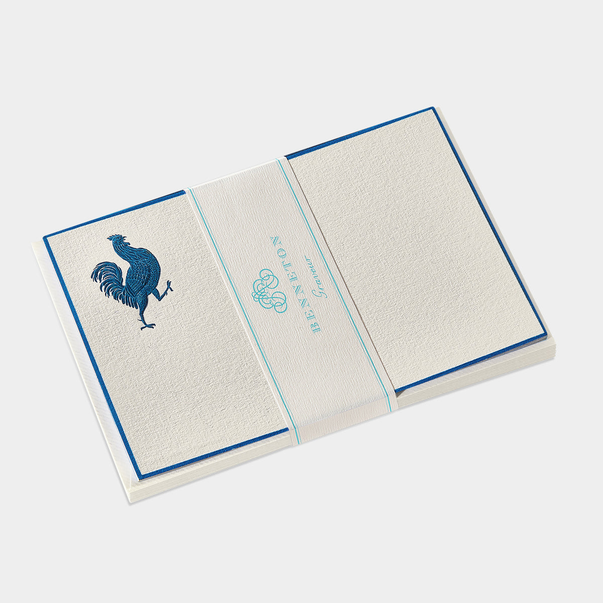 Cartes de correspondance de coq bleu Benneton Graveur