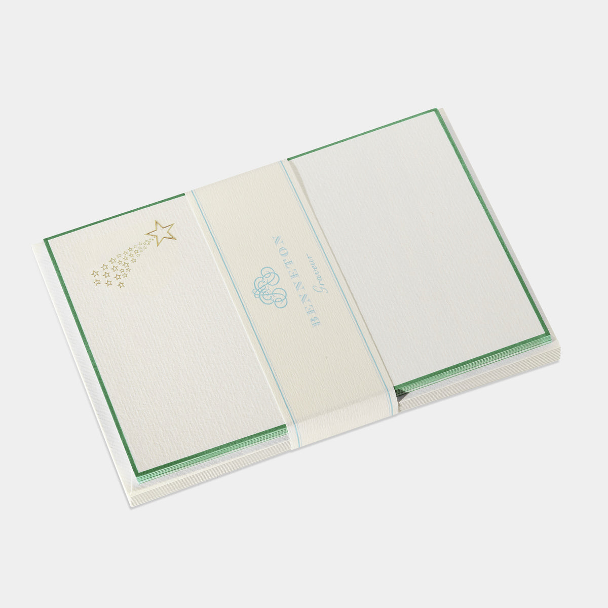 Cartes de correspondance de etoile filante doré et vert- Benneton Graveur
