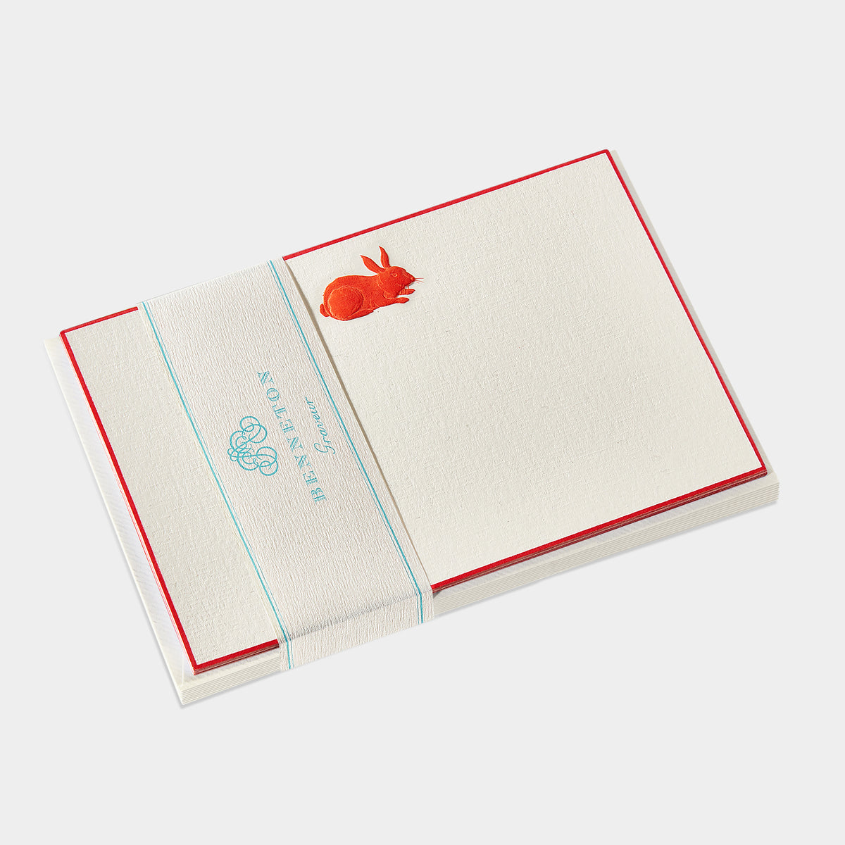 Cartes de correspondance lapin d'amour bordures rouge - Benneton Graveur