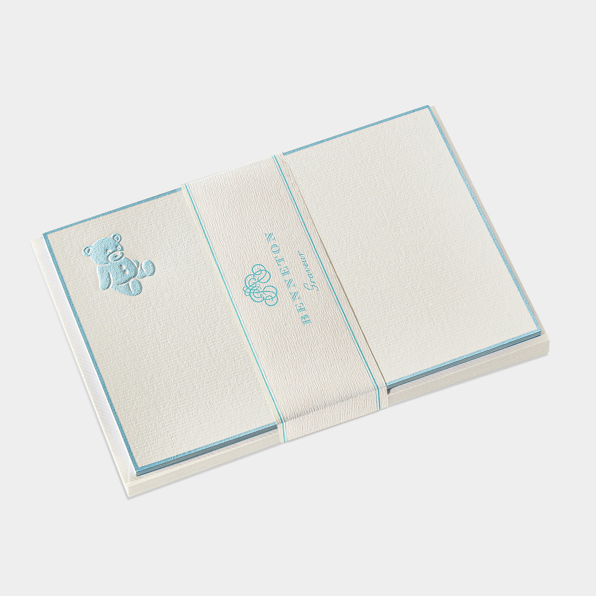 Cartes de correspondance ourson tim bordures bleu-ciel - Benneton Graveur