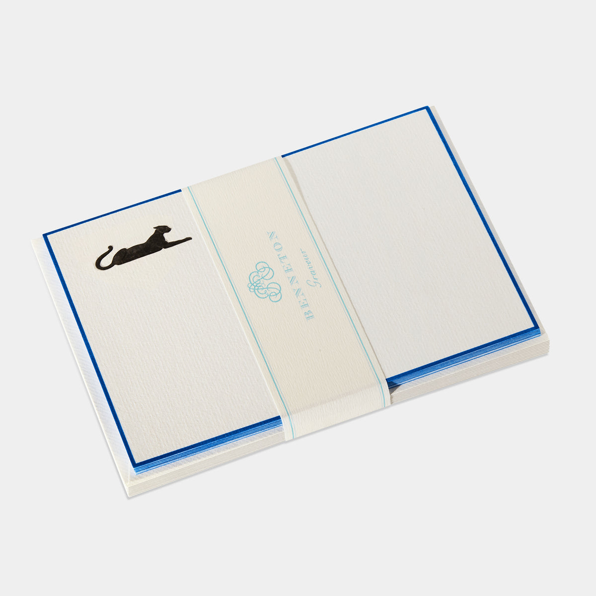 Cartes de correspondance panthere bordures bleu-roi - Benneton Graveur