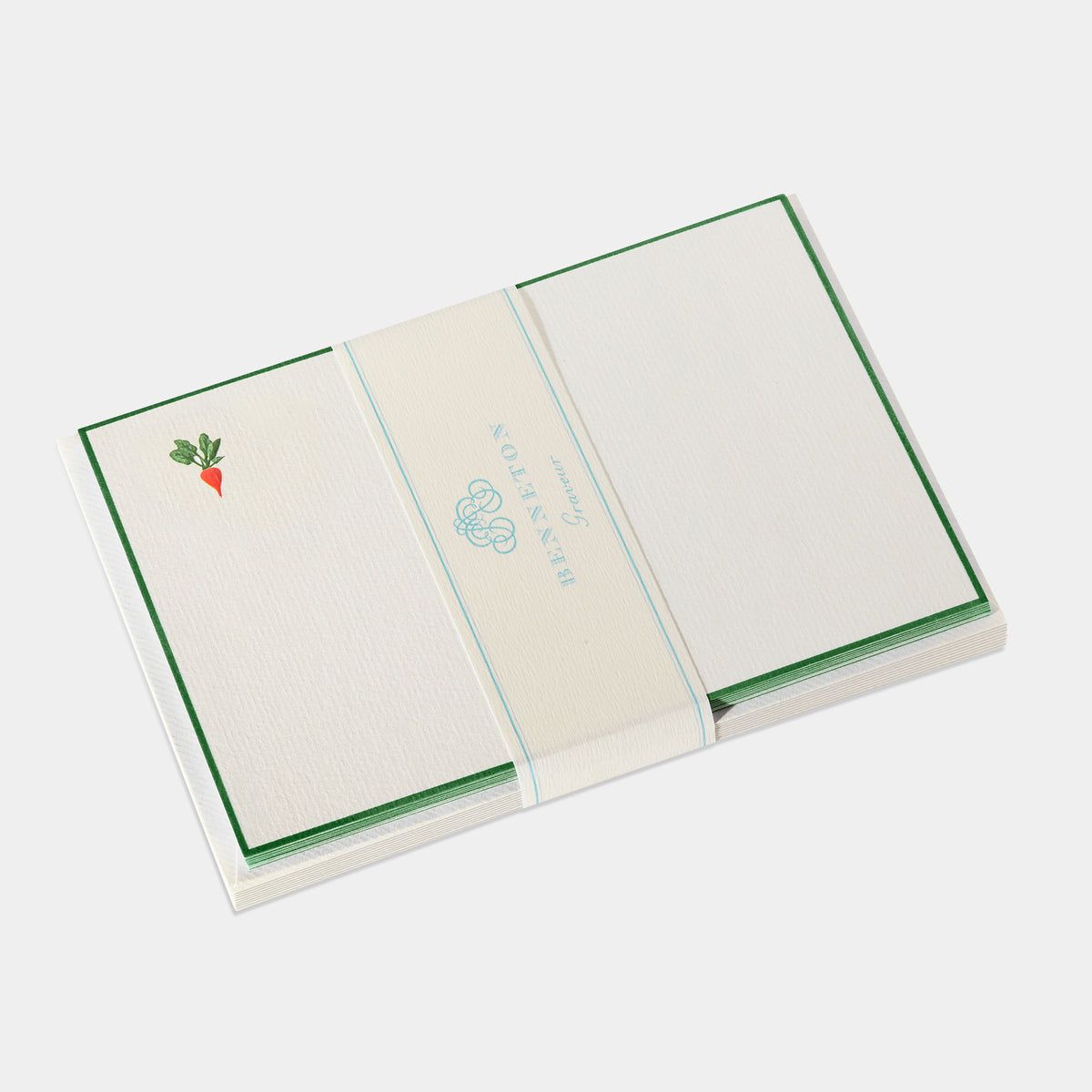 Cartes de correspondance radis bordures vert - Benneton Graveur