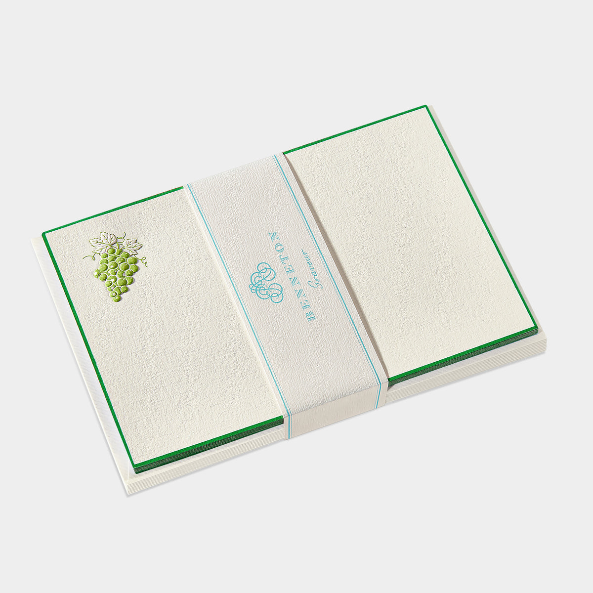 Cartes de correspondance raisin bordures vert - Benneton Graveur