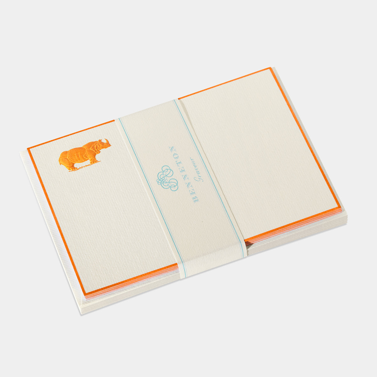 Cartes de correspondance rhinceros bordures orange - Benneton Graveur