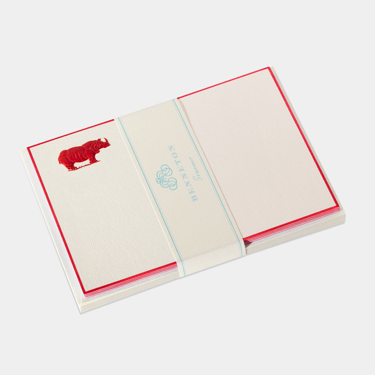 Cartes de correspondance rhinceros bordures rouge - Benneton Graveur