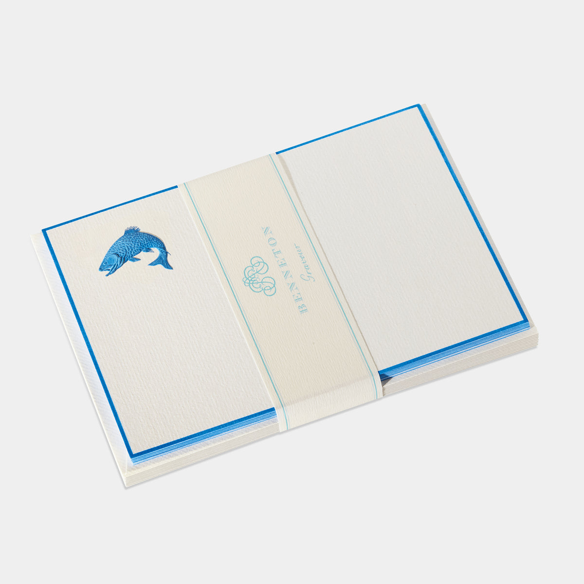 Cartes de correspondance saumon bordures bleu - Benneton Graveur