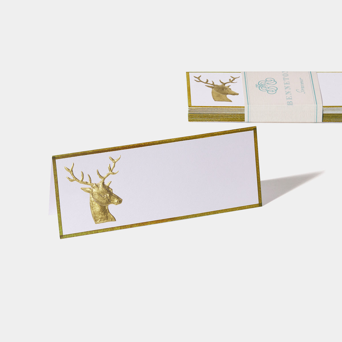 Cartes de table motif Cerf Benneton Graveur or