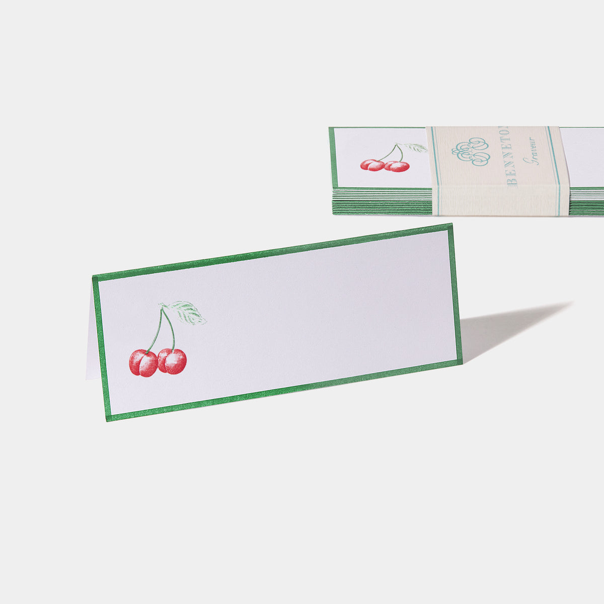 Cartes de table motif Cerise Benneton Graveur vert