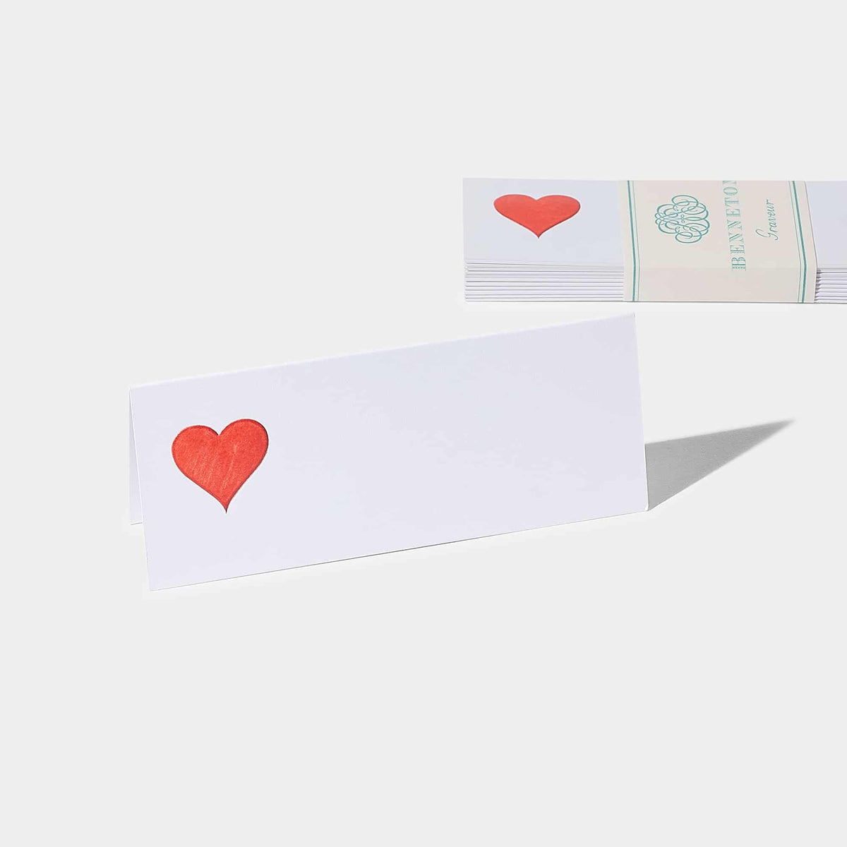 Cartes de table motif Coeur rouge Benneton Graveur rouge