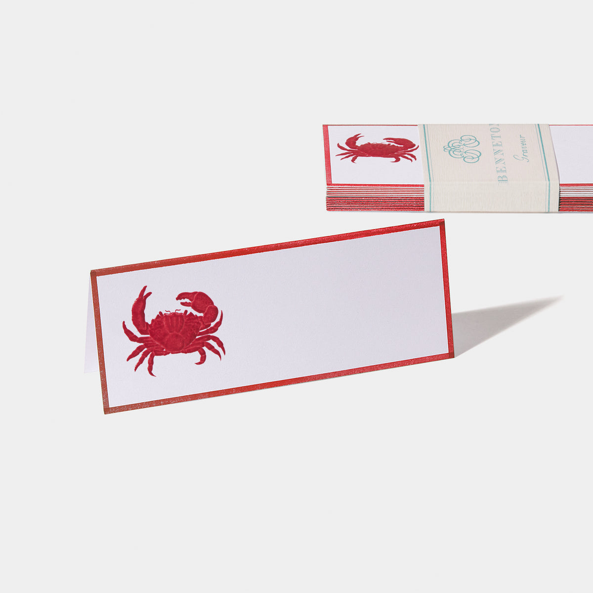 Cartes de table motif Crabe Benneton Graveur rouge