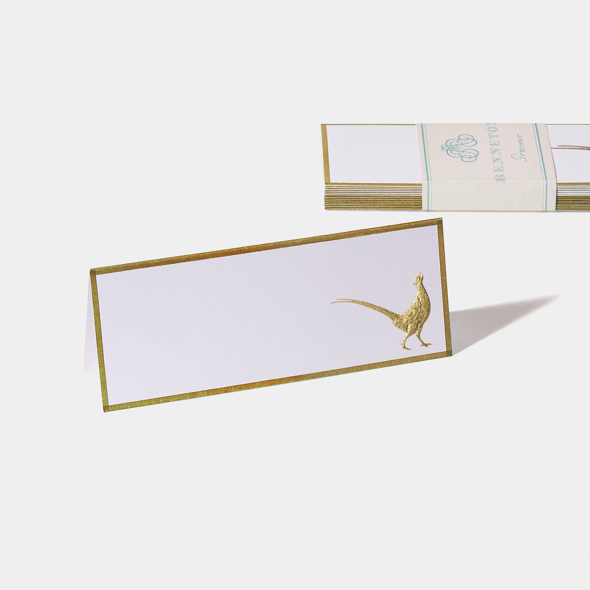 Cartes de table motif Faisan Benneton Graveur or