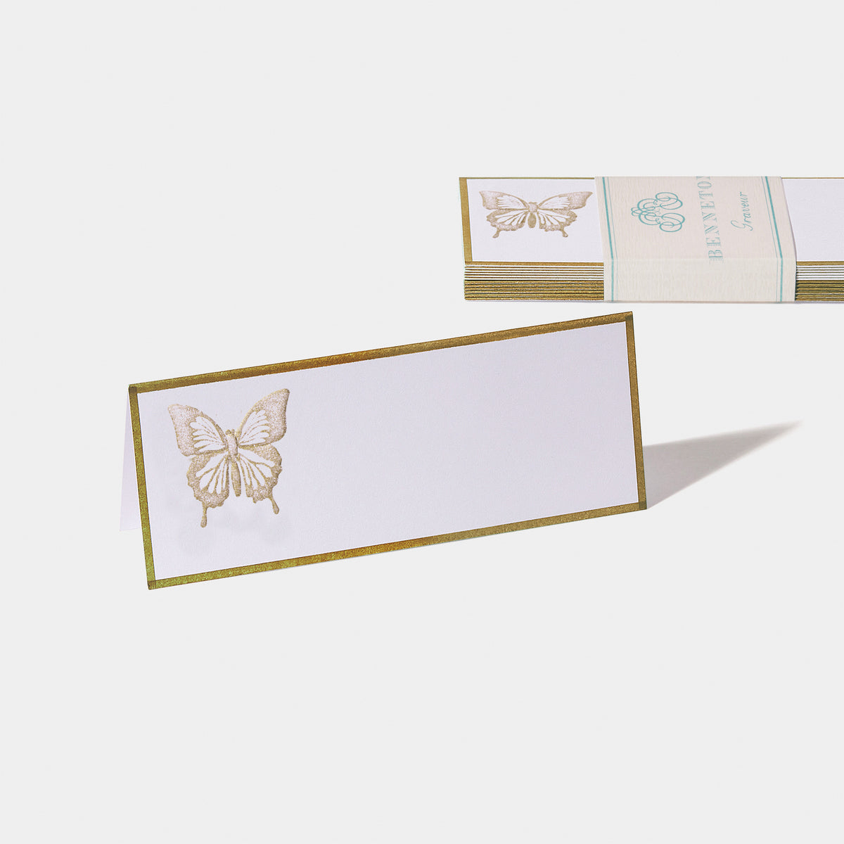 Cartes de table motif Papillon Benneton Graveur or