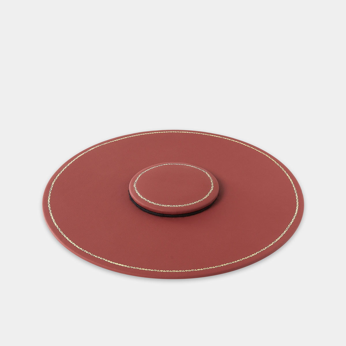 Plan de table en cuir rond rouge Benneton Graveur