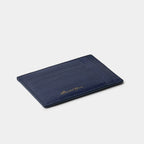 Porte-cartes double face en cuir de chèvre bleu Benneton Graveur recto