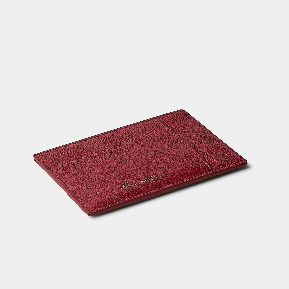 Porte-cartes double face en cuir de chèvre rouge Benneton Graveur recto