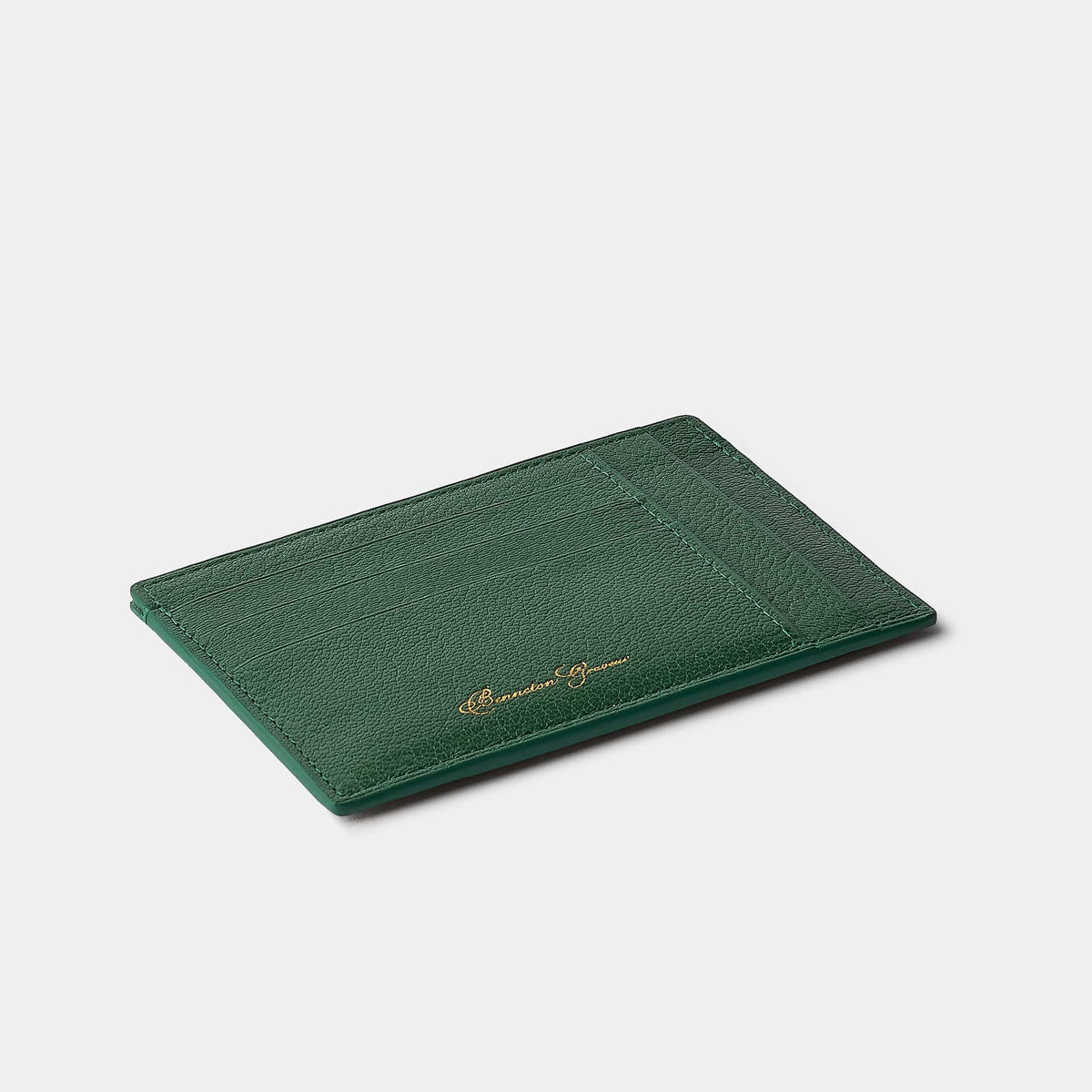 Porte-cartes double face en cuir de chèvre vert Benneton Graveur recto